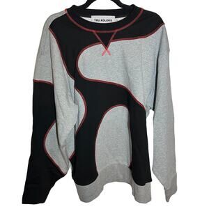 Tru Kolors Men's Tru Soul Crewneck Pullover Sweatshirt Size Large Gray Black Red
